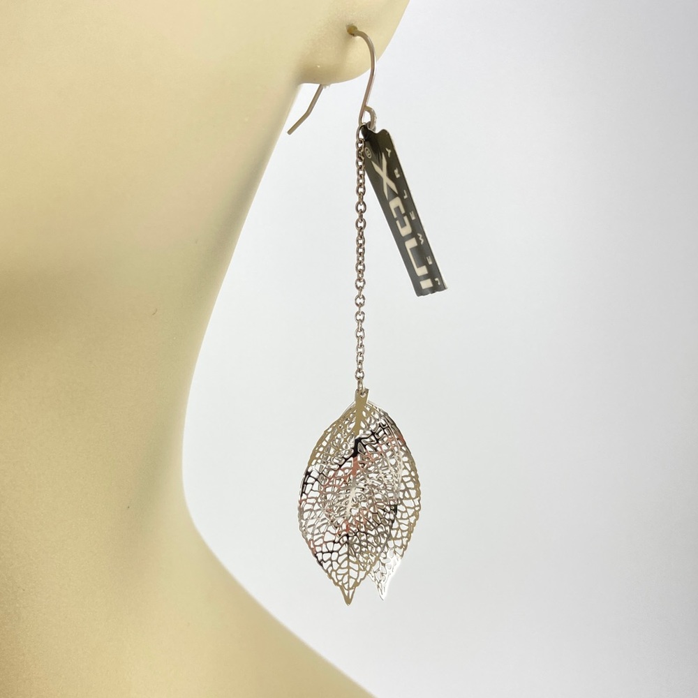 NWT  INOX Silver Filigree Leaves Dangle Earrrings Stainless Steel